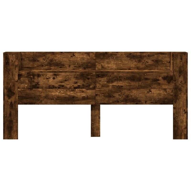 Casa si Gradina - Mobilier - Paturi si accesorii - Accesorii paturi - Tablie de pat cu dulap si LED, stejar fumuriu, 220x16,5x103,5cm - Infinity.ro
