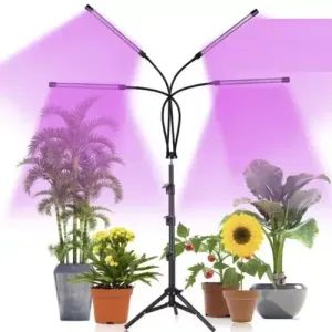 Lampa LED pentru cresterea plantelor cu stativ reglabil si telecomanda, 4 panouri, 34W