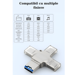 Laptop, Telefoane si Tablete - Laptopuri si accesorii - Accesorii Laptop - Alte accesorii laptop - Cititor de carduri MaGeCa® 4 in 1, MicroSD la USB 3.0/Lightning/Type-C/Micro-USB, Compatibil cu iOS/Android/Windows - Infinity.ro