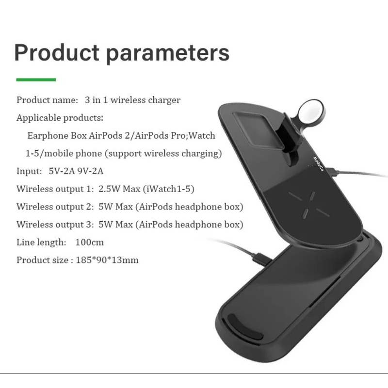 Laptop, Telefoane si Tablete - Telefoane mobile si accesorii - Accesorii Telefoane - Incarcatoare telefoane - Statie de incarcare wireless MaGeCa® 3 in 1 pentru iPhone / Apple Watch / AirPods, Incarcare rapida Quick Charge 3.0 - Infinity.ro