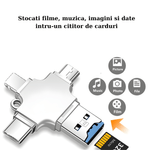 Laptop, Telefoane si Tablete - Laptopuri si accesorii - Accesorii Laptop - Alte accesorii laptop - Cititor de carduri MaGeCa® 4 in 1, MicroSD la USB 3.0/Lightning/Type-C/Micro-USB, Compatibil cu iOS/Android/Windows - Infinity.ro