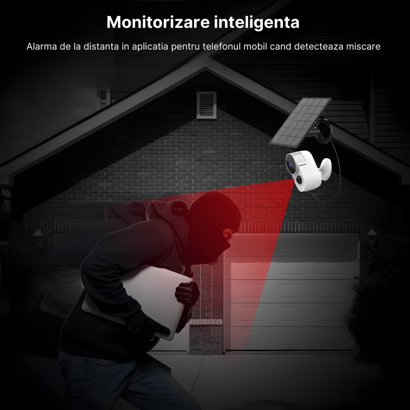 Casa si Gradina - Electrice - Smart Home - Camere de supraveghere - Camera de supraveghere cu panou solar MaGeCa®, Wi-Fi 2.4 Ghz, Baterie reincarcabila 10000 mAh, Vedere zi si noapte - Infinity.ro