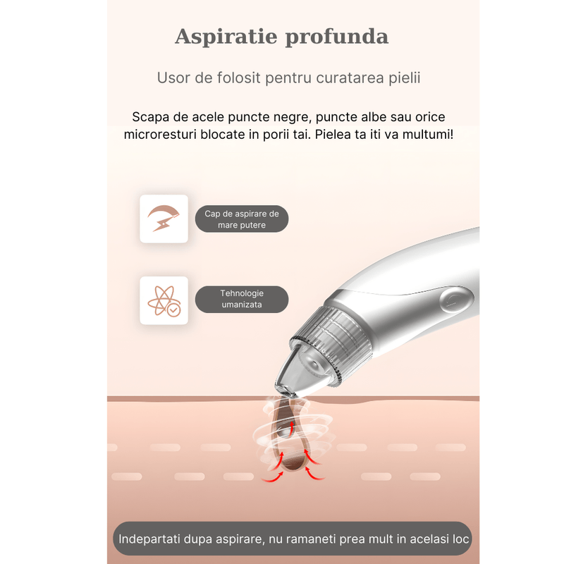 Ingrijire personala si Cosmetice - Aparate & accesorii ingrijire personala - Aparate cosmetice - Aparate intretinere si ingrijire corporala - Dispozitiv pentru indepartat puncte negre MaGeCa®, cu vacuum, 3 trepte de absorbtie, 3 capete interschimbabile - Infinity.ro