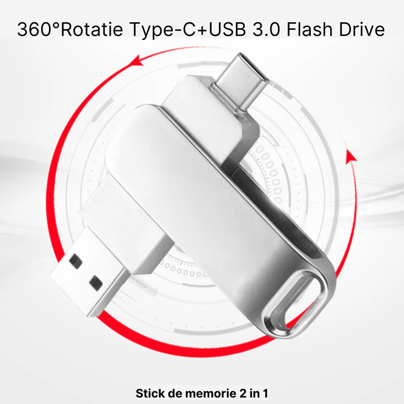 PC, gaming si accesorii - Periferice PC - Memorii USB - Stick de memorie metalic MaGeCa® 128 GB, 2 in 1, USB 3.0/ USB Type-C, Compatibil cu dispozitive cu port Type C - Infinity.ro