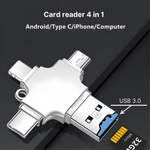 Laptop, Telefoane si Tablete - Laptopuri si accesorii - Accesorii Laptop - Alte accesorii laptop - Cititor de carduri MaGeCa® 4 in 1, MicroSD la USB 3.0/Lightning/Type-C/Micro-USB, Compatibil cu iOS/Android/Windows - Infinity.ro