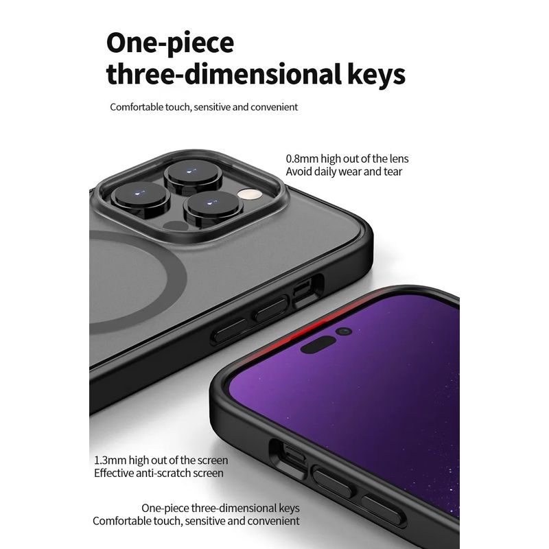 Laptop, Telefoane si Tablete - Telefoane mobile si accesorii - Accesorii Telefoane - Huse telefoane - Husa de Protectie, Compatibila Apple Iphone 14 Pro Max, 15 Pro Max, MagSafe, Antisoc, Senzatie de Piele, Transparenta - Infinity.ro