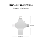 PC, gaming si accesorii - Periferice PC - Memorii USB - Stick de memorie metalic MaGeCa® 64 GB, Multi port 4 in 1, USB 3.0/ USB Type-C/ Lightning/ Micro-USB - Infinity.ro