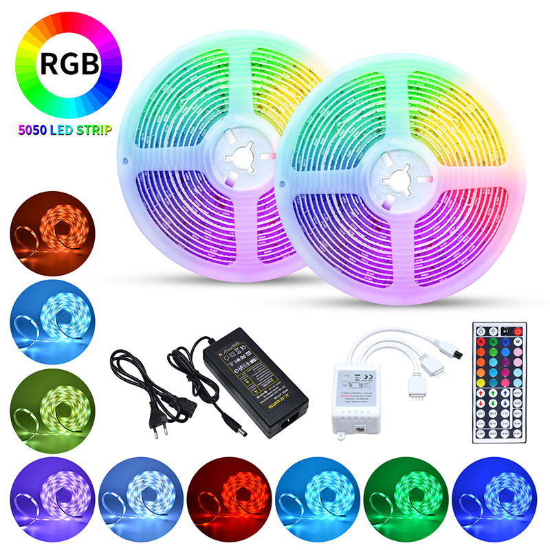 Casa si Gradina - Corpuri si surse de iluminat - Benzi LED - Kit banda LED MaGeCa® 5050 RGB, 10m, Control APP/Bluetooth/Telecomanda, Schimbare Culori Pe Ritmul Muzicii - Infinity.ro