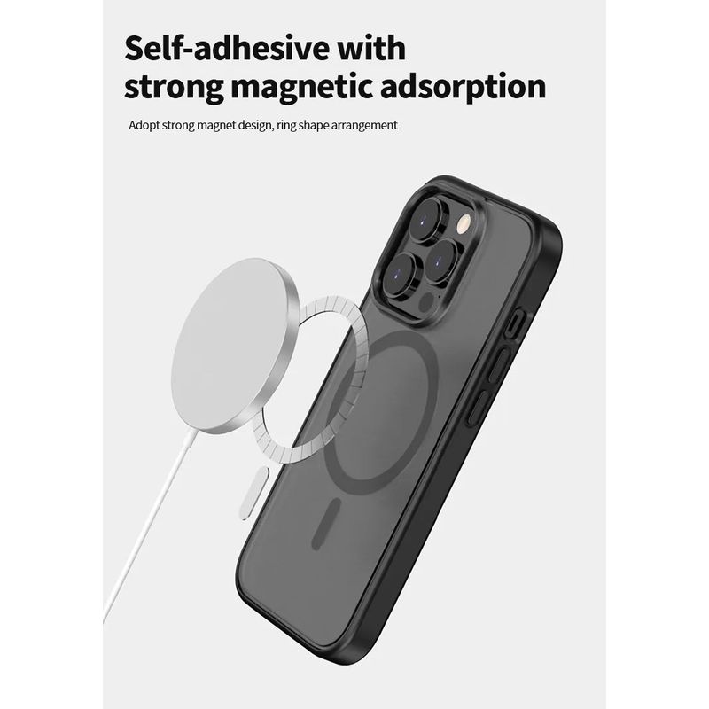 Laptop, Telefoane si Tablete - Telefoane mobile si accesorii - Accesorii Telefoane - Huse telefoane - Husa de Protectie, Compatibila Apple Iphone 14 Pro Max, 15 Pro Max, MagSafe, Antisoc, Senzatie de Piele, Transparenta - Infinity.ro