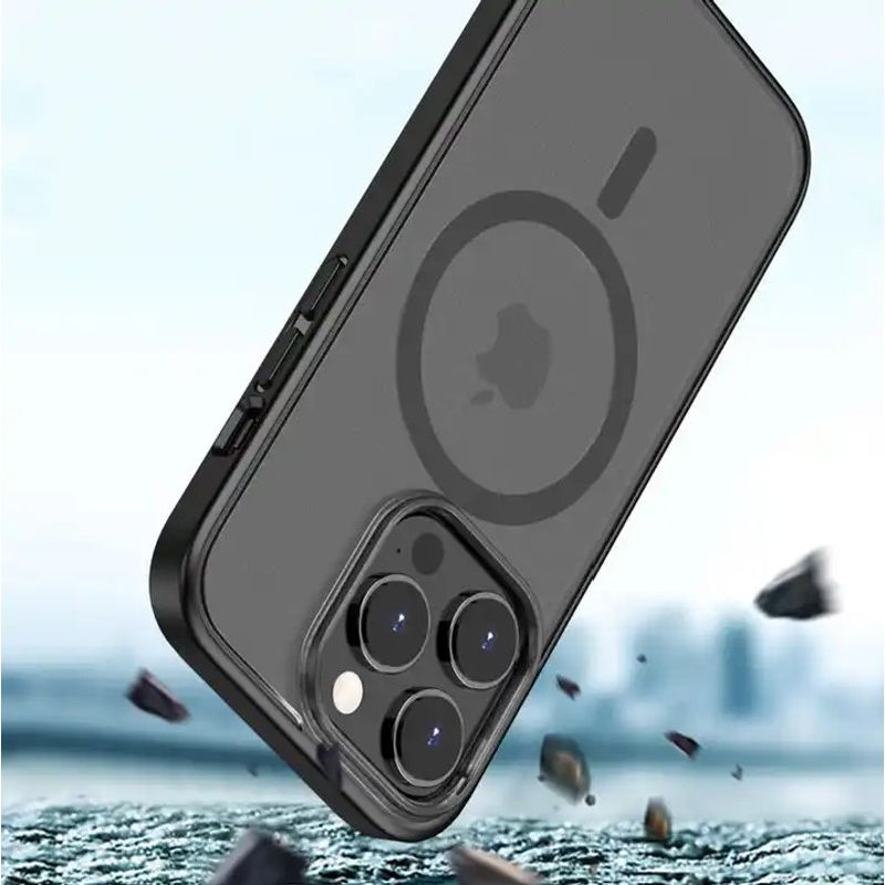 Laptop, Telefoane si Tablete - Telefoane mobile si accesorii - Accesorii Telefoane - Huse telefoane - Husa de Protectie, Compatibila Apple Iphone 14 Pro Max, 15 Pro Max, MagSafe, Antisoc, Senzatie de Piele, Transparenta - Infinity.ro