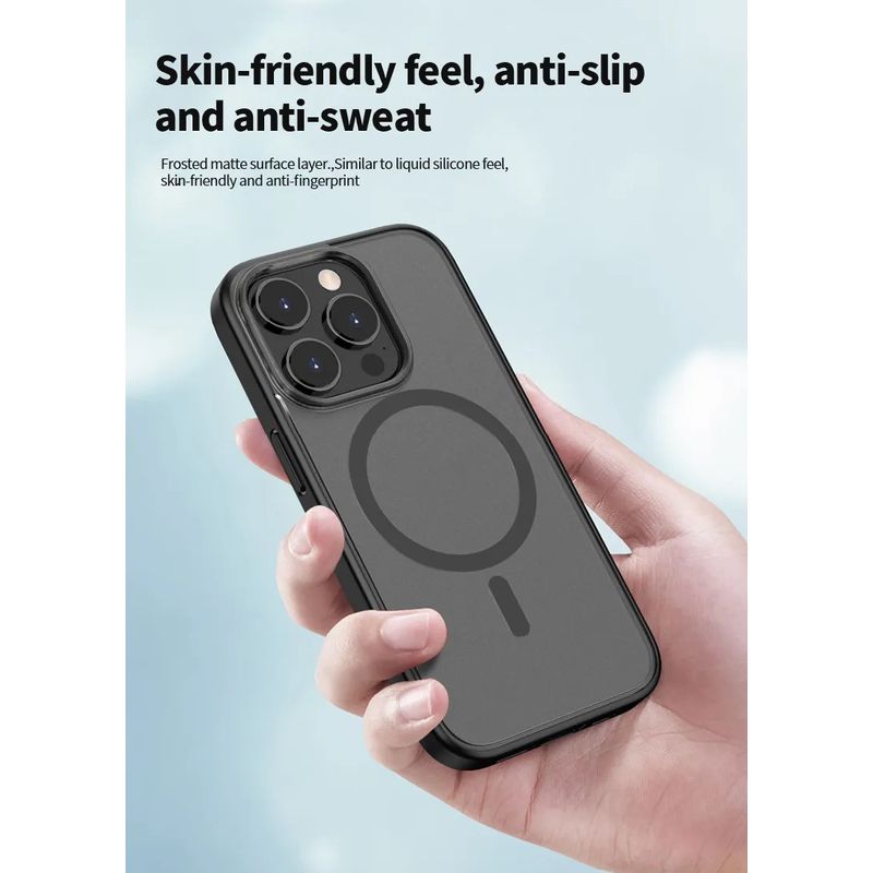 Laptop, Telefoane si Tablete - Telefoane mobile si accesorii - Accesorii Telefoane - Huse telefoane - Husa de Protectie, Compatibila Apple Iphone 14 Pro Max, 15 Pro Max, MagSafe, Antisoc, Senzatie de Piele, Transparenta - Infinity.ro