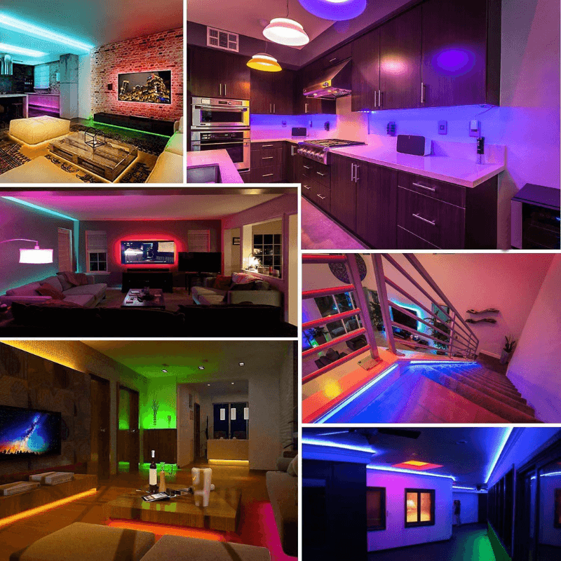 Casa si Gradina - Corpuri si surse de iluminat - Benzi LED - Kit banda LED MaGeCa® 5050 RGB, 10m, Control APP/Bluetooth/Telecomanda, Schimbare Culori Pe Ritmul Muzicii - Infinity.ro