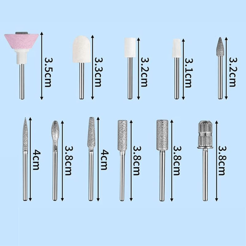 Ingrijire personala si Cosmetice - Aparate & accesorii ingrijire personala - Aparate cosmetice - Aparate pentru manichiura-pedichiura - Freza unghii profesionala MaGeCa®, Design ergonomic, 11 capete pentru pila, 6 benzi de slefuire, Neagra - Infinity.ro