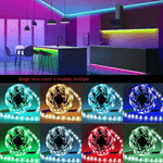 Casa si Gradina - Corpuri si surse de iluminat - Benzi LED - Kit banda LED MaGeCa® 5050 RGB, 10m, Control APP/Bluetooth/Telecomanda, Schimbare Culori Pe Ritmul Muzicii - Infinity.ro