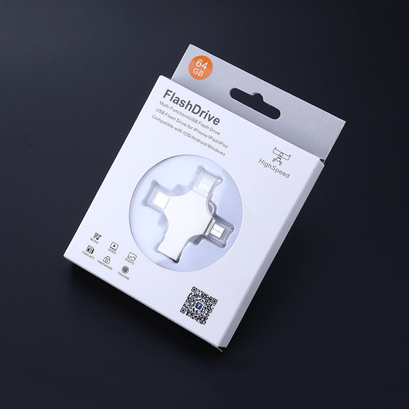 PC, gaming si accesorii - Periferice PC - Memorii USB - Stick de memorie metalic MaGeCa® 64 GB, Multi port 4 in 1, USB 3.0/ USB Type-C/ Lightning/ Micro-USB - Infinity.ro