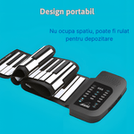 Jucarii, Copii si Bebe - Jucarii si jocuri - Jucarii de rol - Instrumente muzicale de jucarie - Pian pliabil multifunctional MaGeCa® cu 61 de taste, Design portabil, Functie de inregistrare, Difuzor incorporat, Negru - Infinity.ro