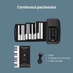 Jucarii, Copii si Bebe - Jucarii si jocuri - Jucarii de rol - Instrumente muzicale de jucarie - Pian pliabil multifunctional MaGeCa® cu 61 de taste, Design portabil, Functie de inregistrare, Difuzor incorporat, Negru - Infinity.ro