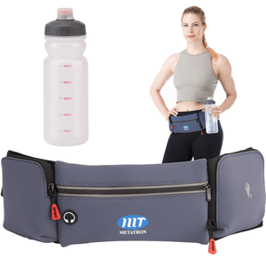 Set borseta sport cu bidon de 500 ml, impermeabila, cu 3 buzunare si orificiu pentru casti