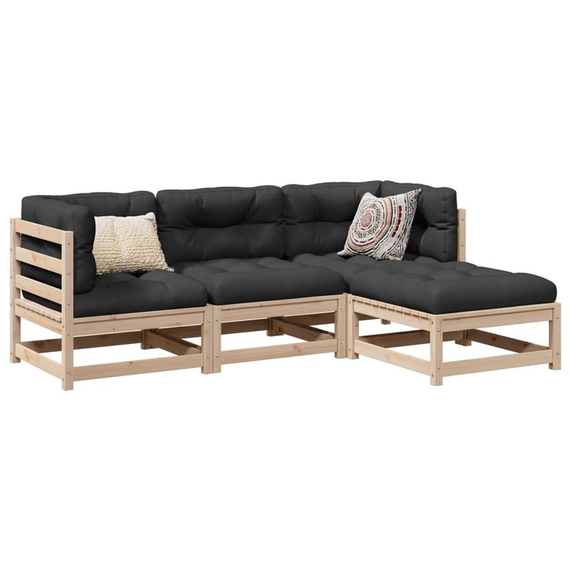 Casa si Gradina - Gradina si terasa - Mobilier exterior - Seturi mobila gradina - Set canapea de gradina, 4 piese, lemn masiv de pin - Infinity.ro