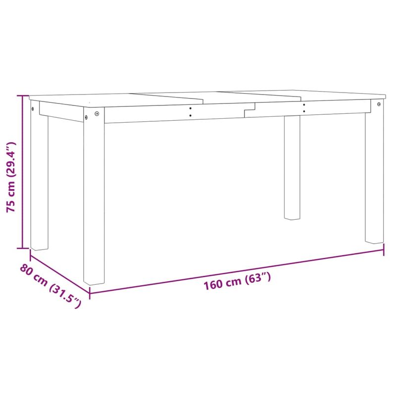 Casa si Gradina - Mobilier - Mese si birouri - Mese bucatarie si dining - Masa de sufragerie „Panama”, gri, 160x80x75 cm, lemn masiv pin - Infinity.ro