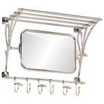 Casa si Gradina - Mobilier - Organizare si depozitare - Cuiere - Suport bagaj cu umerase/oglinda, montat pe perete, aluminiu - Infinity.ro