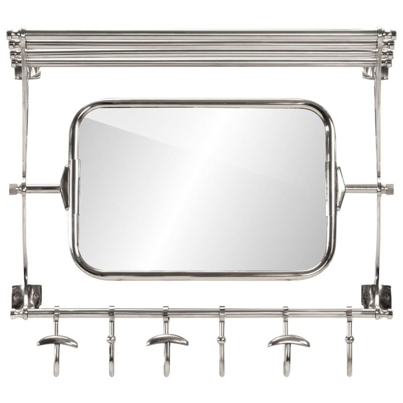 Casa si Gradina - Mobilier - Organizare si depozitare - Cuiere - Suport bagaj cu umerase/oglinda, montat pe perete, aluminiu - Infinity.ro