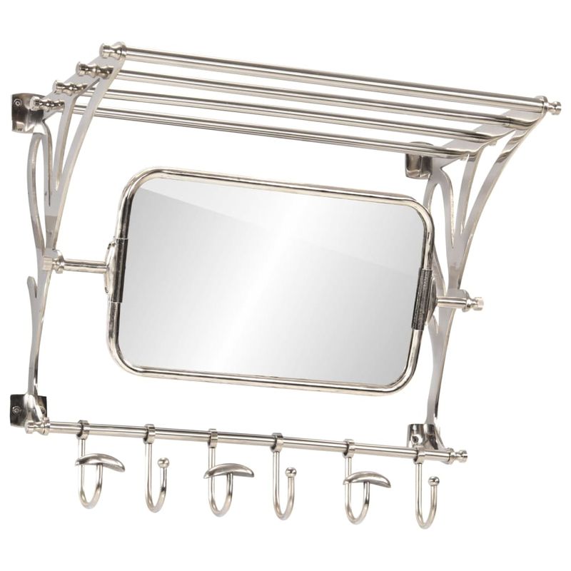 Casa si Gradina - Mobilier - Organizare si depozitare - Cuiere - Suport bagaj cu umerase/oglinda, montat pe perete, aluminiu - Infinity.ro