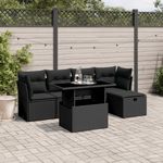 Casa si Gradina - Gradina si terasa - Mobilier exterior - Seturi mobila gradina - Set mobilier de gradina cu perne, 6 piese, negru, poliratan - Infinity.ro