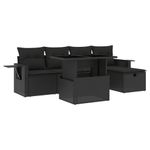 Casa si Gradina - Gradina si terasa - Mobilier exterior - Seturi mobila gradina - Set mobilier de gradina cu perne, 6 piese, negru, poliratan - Infinity.ro