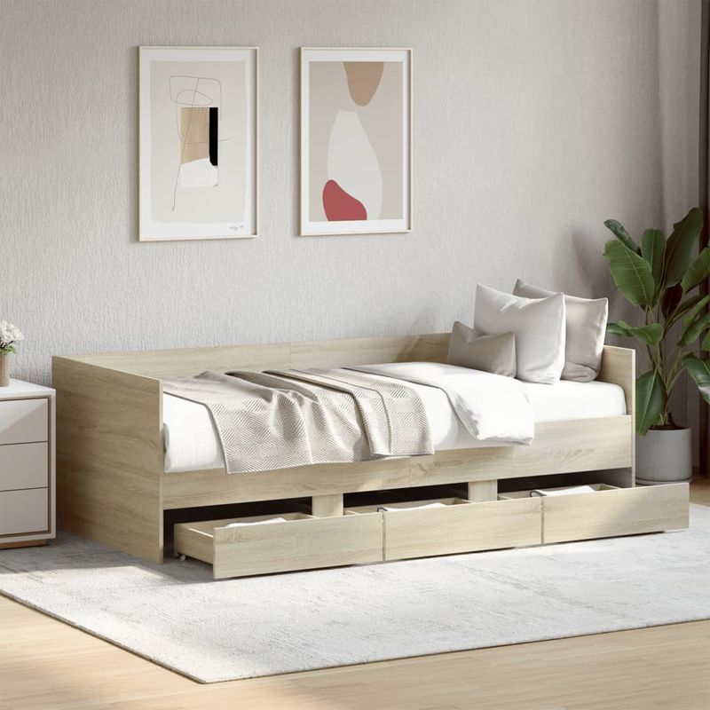 Casa si Gradina - Mobilier - Paturi si accesorii - Paturi - Cadru pat cu sertare, stejar sonoma, 90x190 cm, lemn prelucrat - Infinity.ro