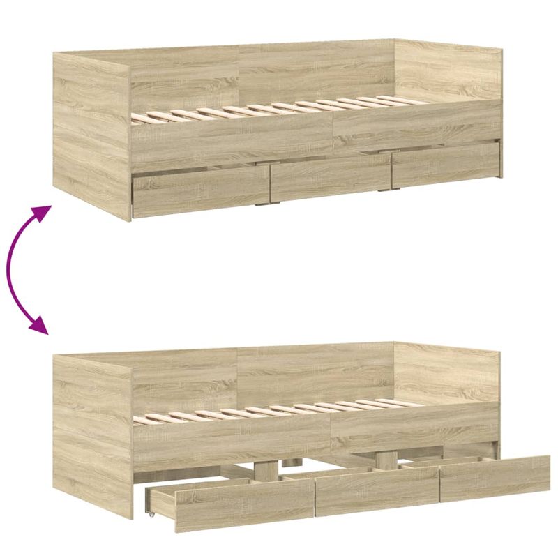 Casa si Gradina - Mobilier - Paturi si accesorii - Paturi - Cadru pat cu sertare, stejar sonoma, 90x190 cm, lemn prelucrat - Infinity.ro