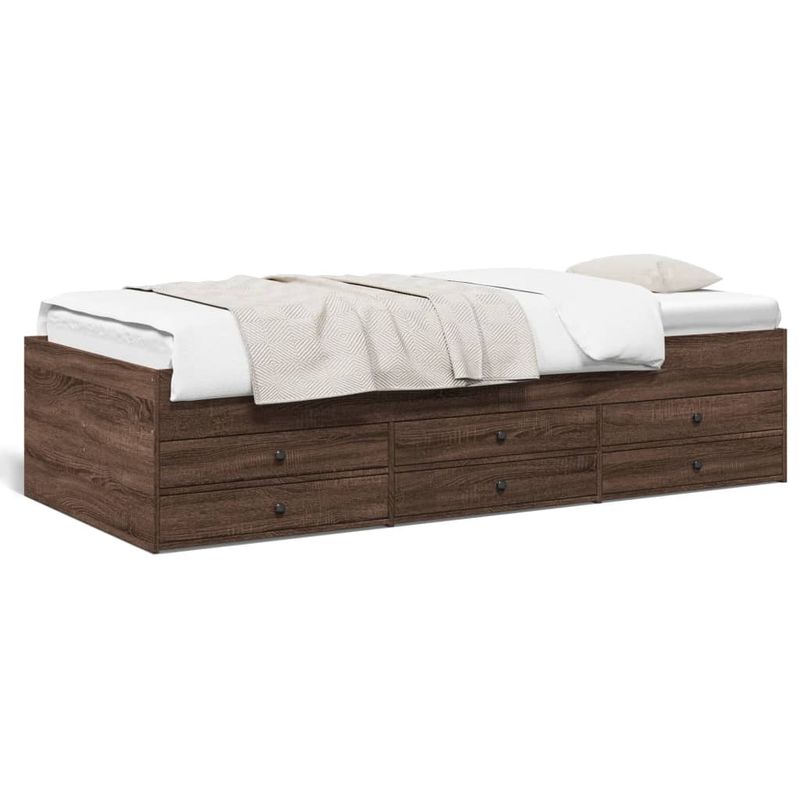 Casa si Gradina - Mobilier - Paturi si accesorii - Paturi - Cadru pat cu sertare stejar maro 100x200 cm lemn prelucrat - Infinity.ro