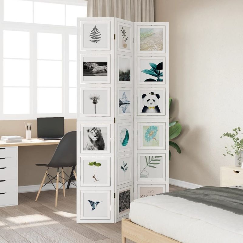 Casa si Gradina - Decoratiuni - Pereti despartitori si paravane - Paravan camera 3 panouri, alb, lemn masiv paulownia - Infinity.ro