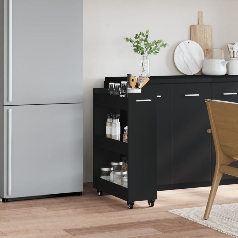 Casa si Gradina - Mobilier - Dulapuri si sifoniere - Dulapuri - Dulap cu roti, negru, 60x22x79 cm, lemn prelucrat - Infinity.ro