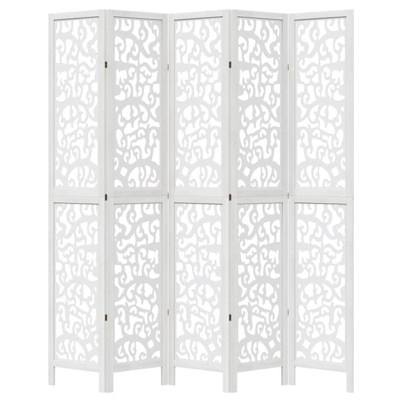 Casa si Gradina - Decoratiuni - Pereti despartitori si paravane - Paravan camera 5 panouri, alb, lemn masiv paulownia - Infinity.ro