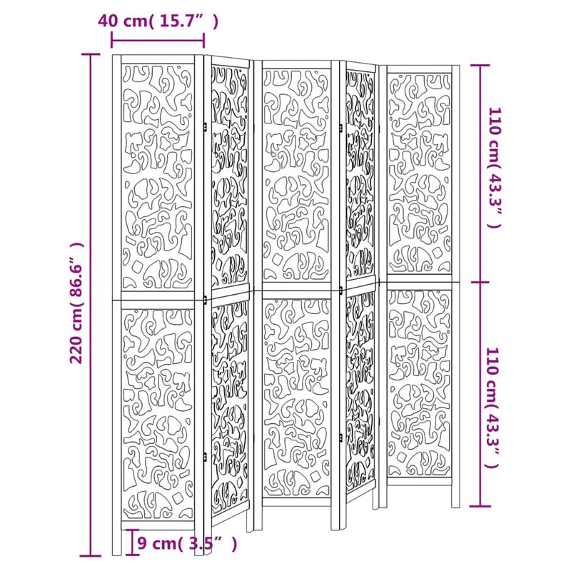 Casa si Gradina - Decoratiuni - Pereti despartitori si paravane - Paravan camera 5 panouri, alb, lemn masiv paulownia - Infinity.ro