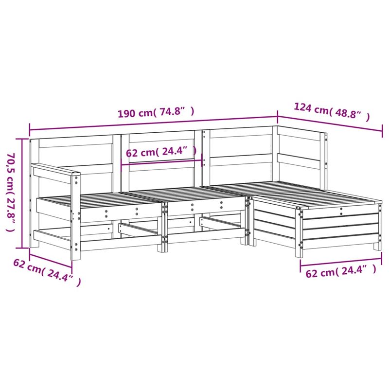 Casa si Gradina - Gradina si terasa - Mobilier exterior - Seturi mobila gradina - Set canapele de gradina, 4 piese, lemn masiv brad douglas - Infinity.ro