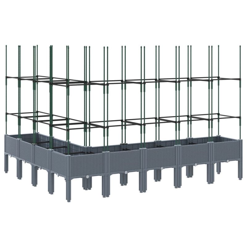 Casa si Gradina - Gradinarit si plante - Plante si ghivece - Ghivece si suporturi - Jardiniera de gradina cu spalier, gri, 200x160x142,5 cm, PP - Infinity.ro