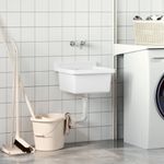 Casa si Gradina - Sanitare - Chiuveta bucatarie si accesorii - Chiuvete bucatarie - Chiuveta lavoar pentru montare pe perete alb 40x40x24 cm rasina - Infinity.ro