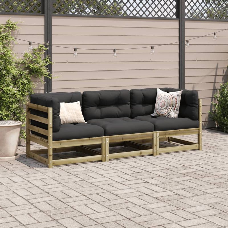 Casa si Gradina - Gradina si terasa - Mobilier exterior - Seturi mobila gradina - Set canapea de gradina, 3 piese, lemn de pin tratat - Infinity.ro