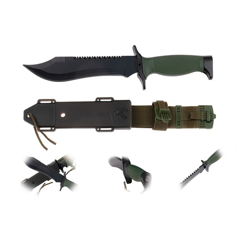 Casa si Gradina - Bucatarie si vesela - Vesela si tacamuri - Cutite si seturi de cutite - Cutit tactic, IdeallStore®, Military Rambo, 30.7 cm, Verde - Infinity.ro