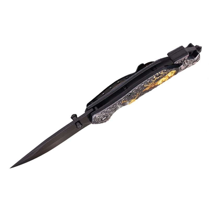Casa si Gradina - Bucatarie si vesela - Vesela si tacamuri - Cutite si seturi de cutite - Briceag salvare, IdeallStore®, Hunting Deer, 21 cm, Otel inoxidabil - Infinity.ro