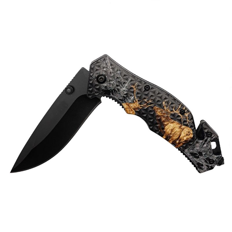 Casa si Gradina - Bucatarie si vesela - Vesela si tacamuri - Cutite si seturi de cutite - Briceag salvare, IdeallStore®, Hunting Deer, 21 cm, Otel inoxidabil - Infinity.ro