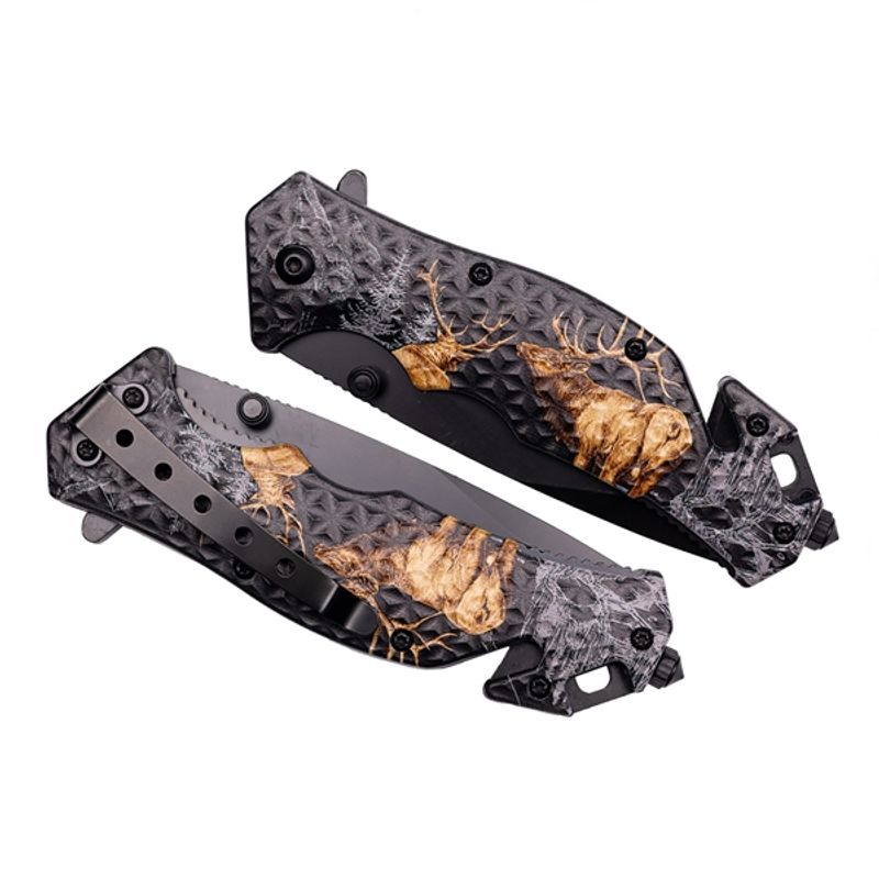 Casa si Gradina - Bucatarie si vesela - Vesela si tacamuri - Cutite si seturi de cutite - Briceag salvare, IdeallStore®, Hunting Deer, 21 cm, Otel inoxidabil - Infinity.ro
