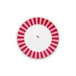 Casa si Gradina - Bucatarie si vesela - Vesela si tacamuri - Farfurii si boluri - Farfurie din portelan Love Birds Stripes rosie 26.5cm - Infinity.ro