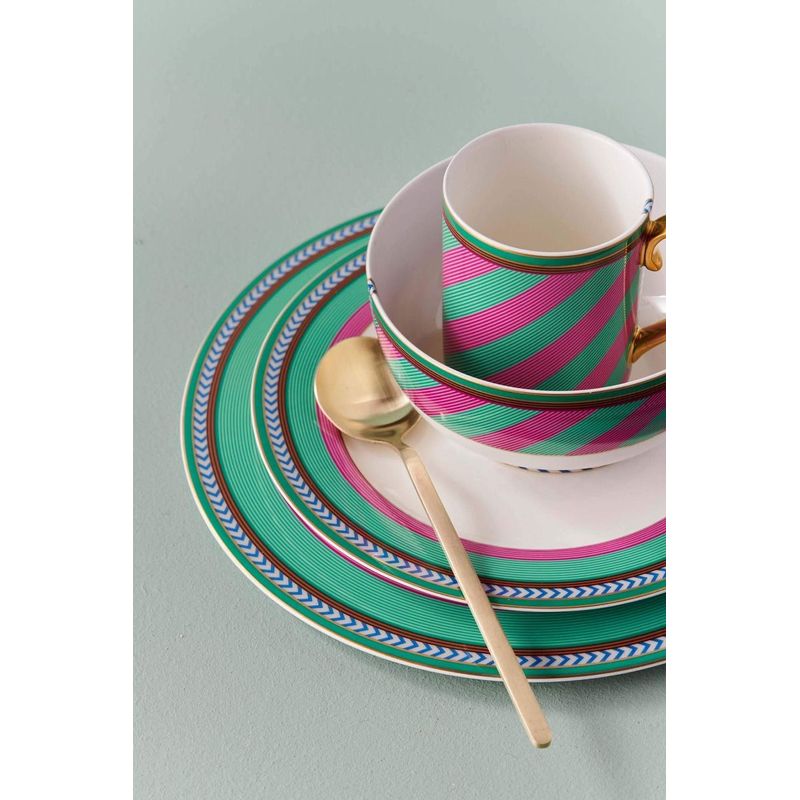 Casa si Gradina - Bucatarie si vesela - Vesela si tacamuri - Farfurii si boluri - Farfurie din portelan Chique Stripes Pink-Green 28cm - Infinity.ro