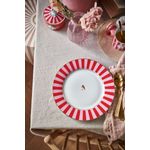 Casa si Gradina - Bucatarie si vesela - Vesela si tacamuri - Farfurii si boluri - Farfurie din portelan Love Birds Stripes rosie 26.5cm - Infinity.ro