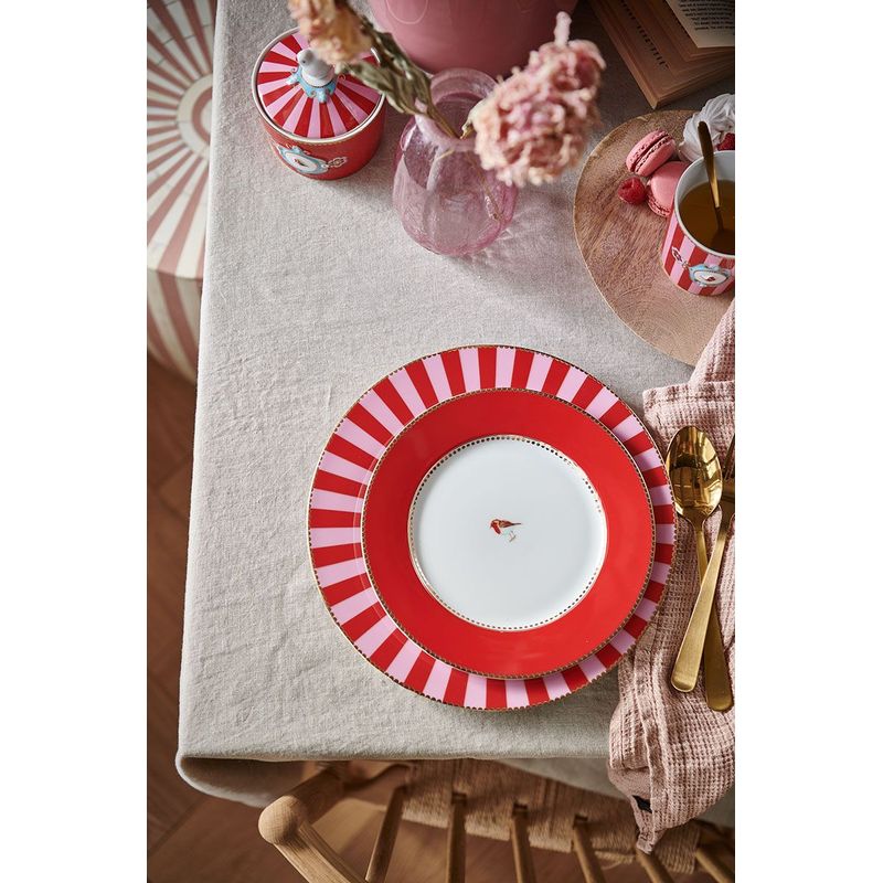 Casa si Gradina - Bucatarie si vesela - Vesela si tacamuri - Farfurii si boluri - Farfurie din portelan Love Birds rosie 26.5cm - Infinity.ro