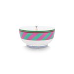 Casa si Gradina - Bucatarie si vesela - Vesela si tacamuri - Farfurii si boluri - Bol din portelan Chique Stripes Pink-Green 15.5cm - Infinity.ro