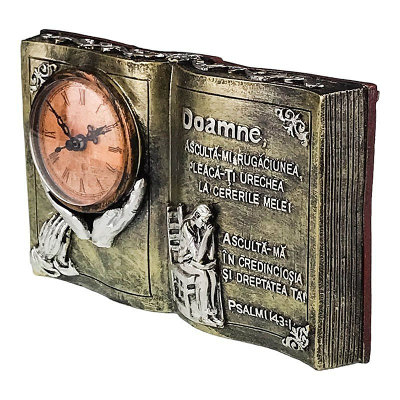 Casa si Gradina - Decoratiuni - Ceasuri - Ceas de masa, In forma de carte cu citat religios, 24 cm, 1693H-1 - Infinity.ro